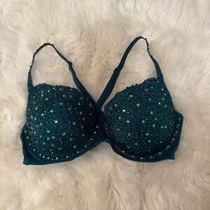 Elegant Teal Sequin Bra